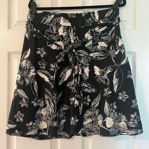 Merona Black and White Flared Skirt with Tie Front